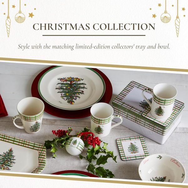 Spode Holiday Dinner Plates Porcelain Santa Reindeer Design-4