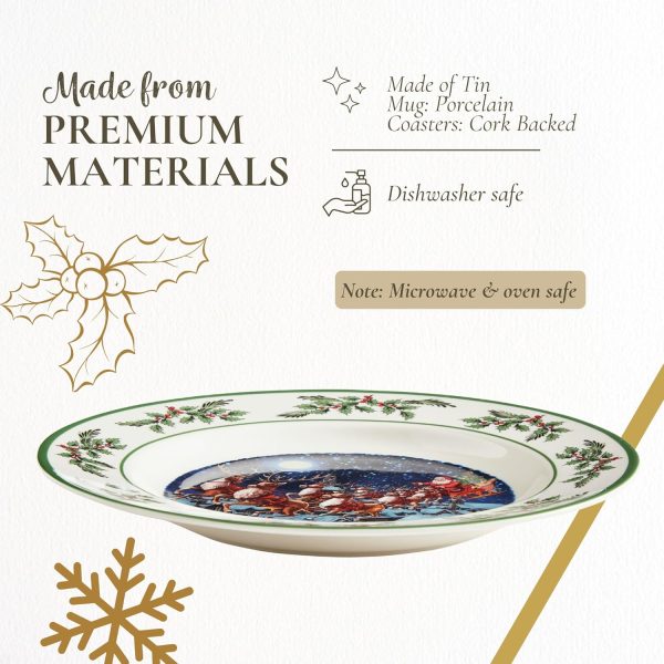 Spode Holiday Dinner Plates Porcelain Santa Reindeer Design-3
