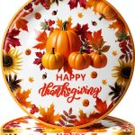 Thanksgiving Paper Plates HeartYue Disposable Pumpkin Design-0