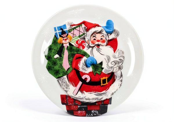 Mr Christmas Ceramic Plates Vintage Holiday Design Set of 4-4