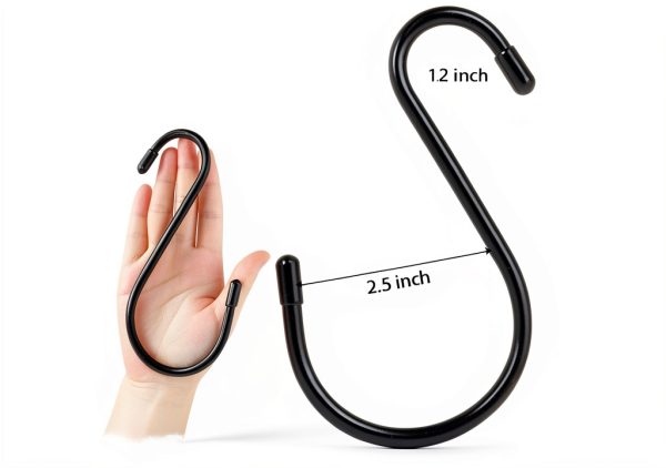 DINGEE Black Rubber Coated S Hooks Heavy Duty Wall Mount-2