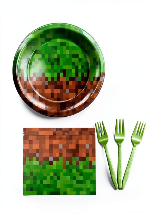 ZUOSEN Pixel Party Plates Disposable Paper Tableware Set-6
