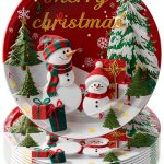Christmas Paper Plates Snowman Design Disposable Party-0