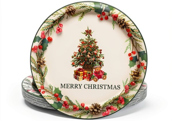 Lwying Christmas Tree Paper Plates Disposable Green 24 Count-0