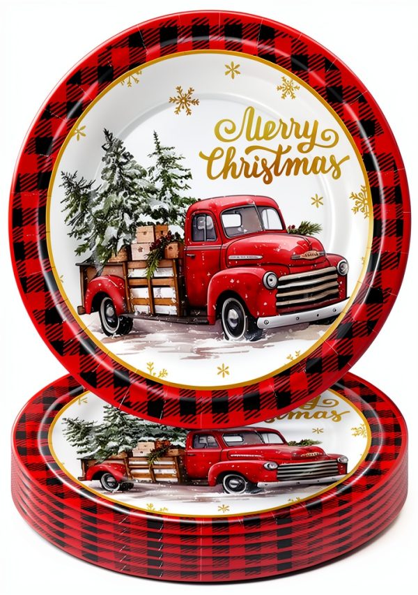 Christmas Paper Plates ZHUIGUANGZE Disposable Multicolor-0