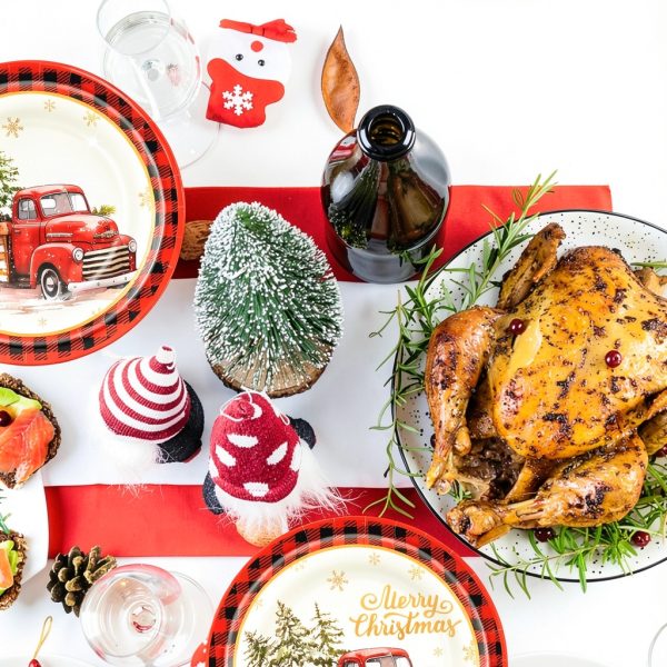 Christmas Paper Plates ZHUIGUANGZE Disposable Multicolor-4