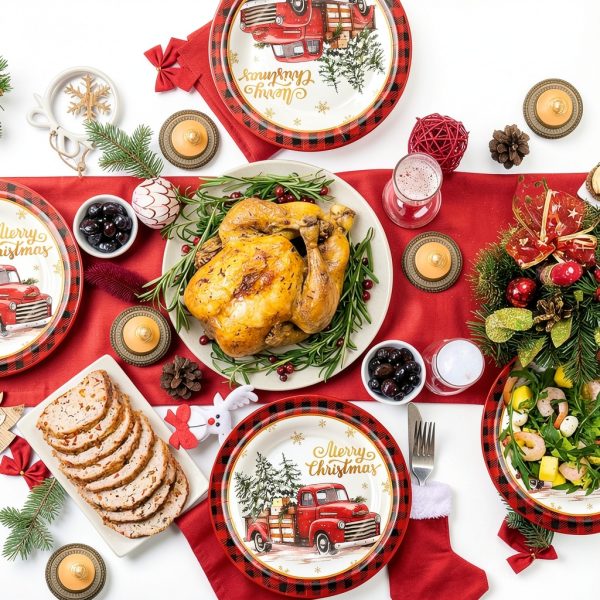 Christmas Paper Plates ZHUIGUANGZE Disposable Multicolor-3