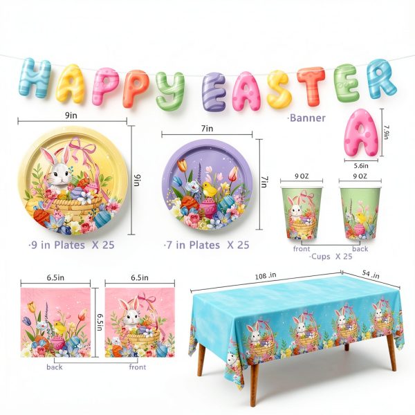 Gatherfun Easter Party Supplies Disposable Plates Cups-1