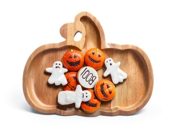 GLEAVI Wood Pumpkin Serving Tray Rustic Halloween Kitchen-2