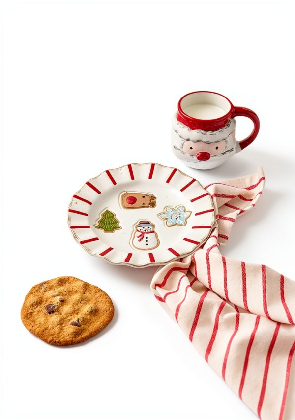 Mud Pie Stoneware Serve Plate Set Red Rustic Style-0