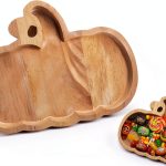 GLEAVI Wood Pumpkin Serving Tray Rustic Halloween Kitchen-0