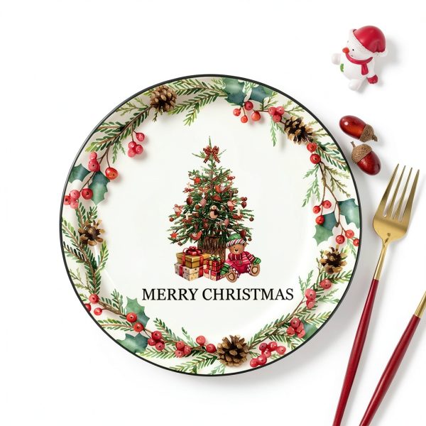 Lwying Christmas Tree Paper Plates Disposable Green 24 Count-3