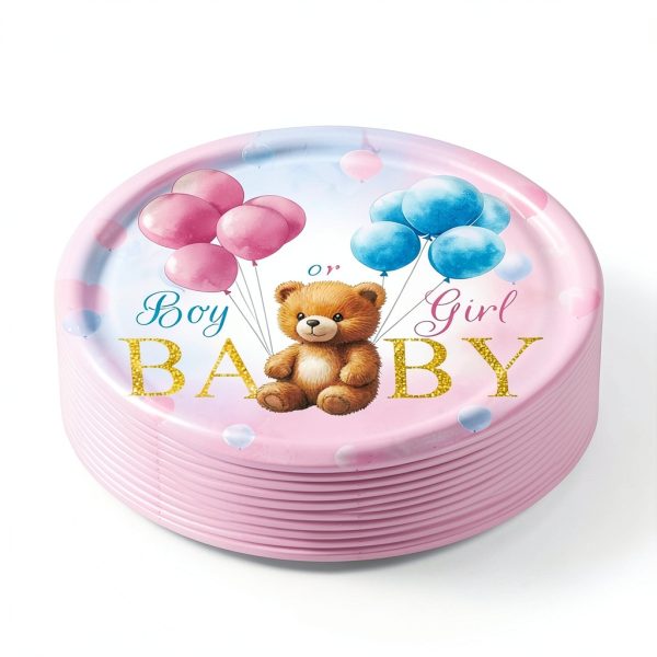 Tonyta Party Plates Napkins Baby Bear Gender Reveal Set-5