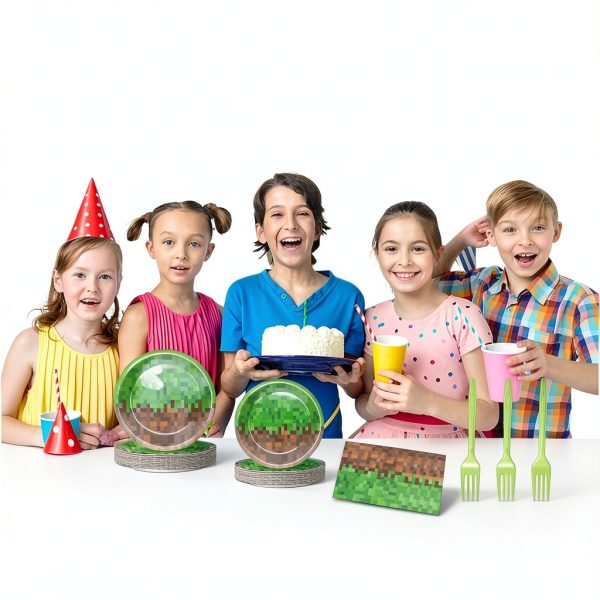 ZUOSEN Pixel Party Plates Disposable Paper Tableware Set-3