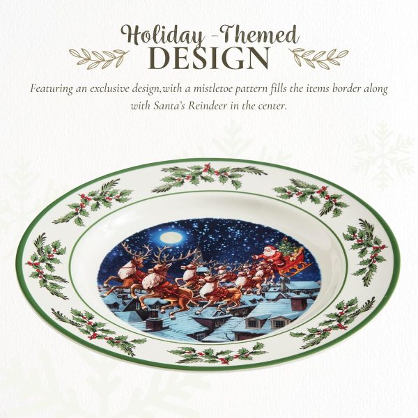 Spode Holiday Dinner Plates Porcelain Santa Reindeer Design-2