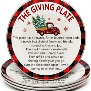 Vesici Christmas Giving Plates Ceramic Dishwasher Safe Set-0