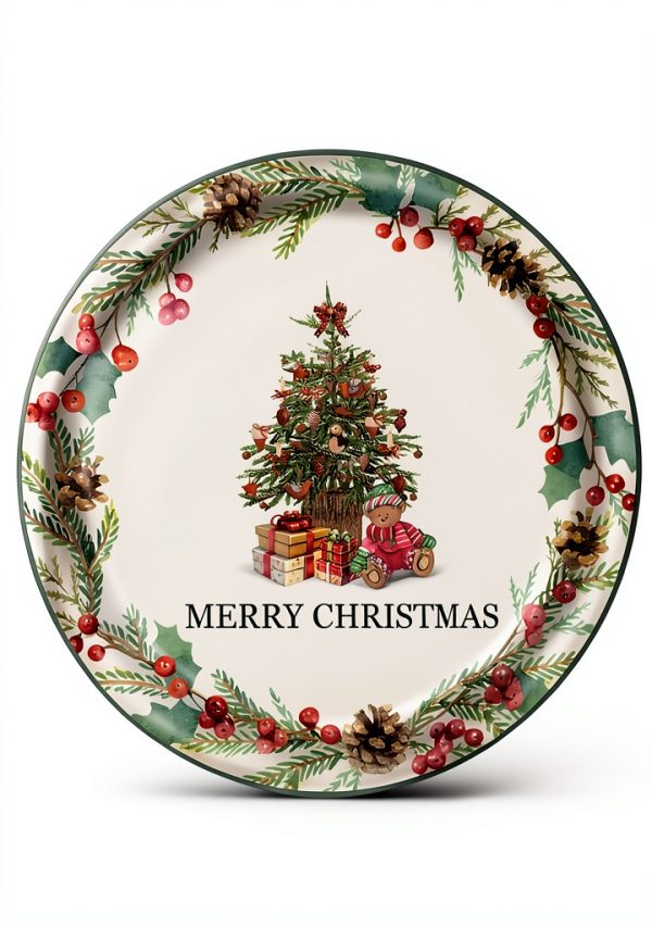 Lwying Christmas Tree Paper Plates Disposable Green 24 Count-1