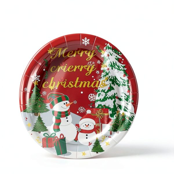 Christmas Paper Plates Snowman Design Disposable Party-4