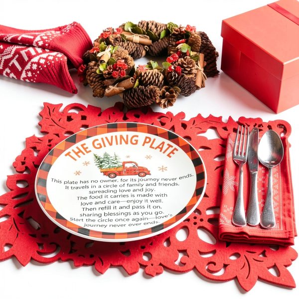 Vesici Christmas Giving Plates Ceramic Dishwasher Safe Set-5