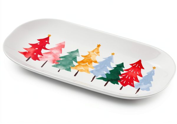 Generic Christmas Tree Platter Earthenware Dishwasher Safe-3