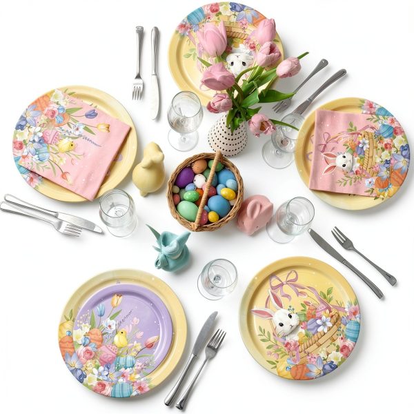 Gatherfun Easter Plates Disposable Bunny Design Party-6