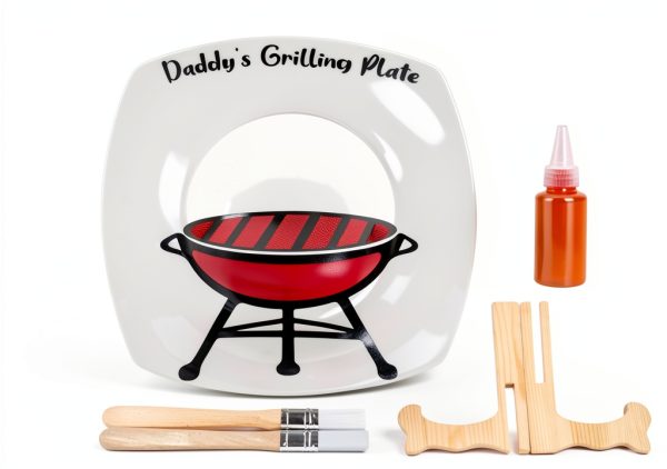 DIY Grilling Plate Oriental Cherry Ceramic Heart Handprint-1