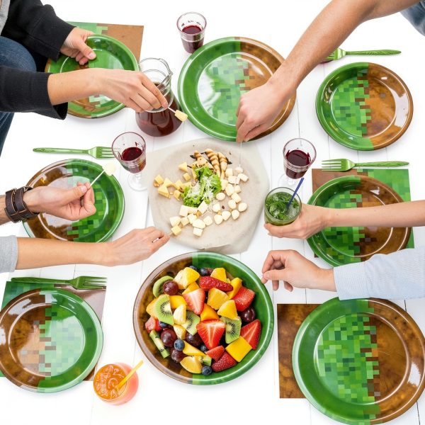 ZUOSEN Pixel Party Plates Disposable Paper Tableware Set-2