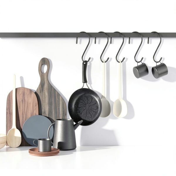 DINGEE Black Rubber Coated S Hooks Heavy Duty Wall Mount-5