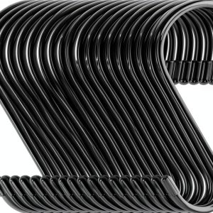 DINGEE Black Rubber Coated S Hooks Heavy Duty Wall Mount-0