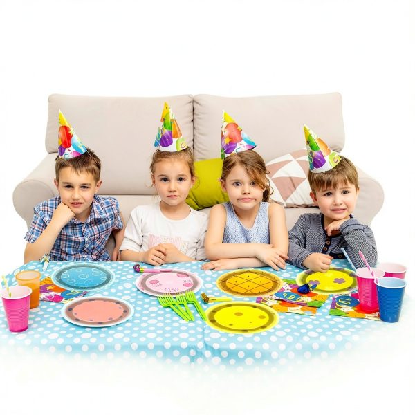 OUSHISS Yellow Cartoon Party Plates Animal Print Disposable-2