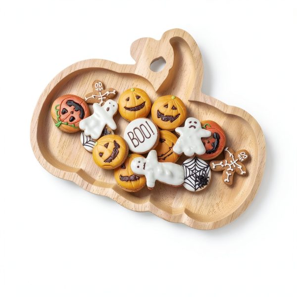 GLEAVI Wood Pumpkin Serving Tray Rustic Halloween Kitchen-5