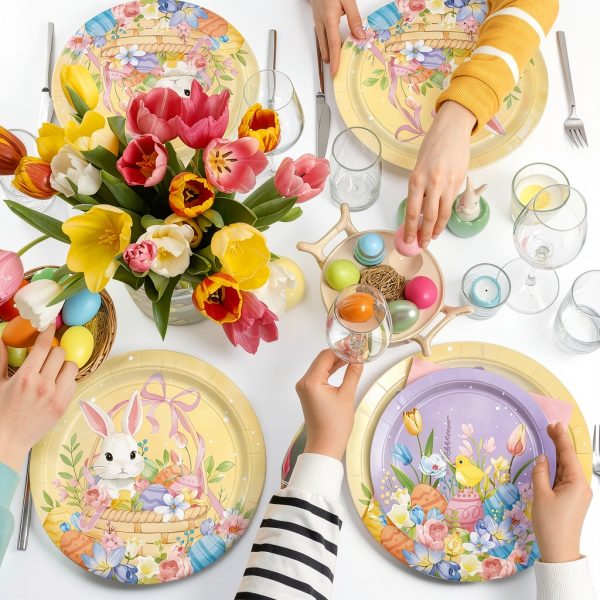 Gatherfun Easter Plates Disposable Bunny Design Party-5