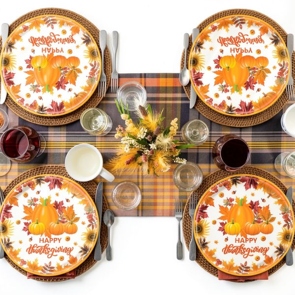Thanksgiving Paper Plates HeartYue Disposable Pumpkin Design-2