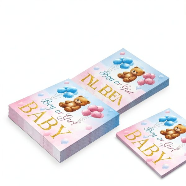 Tonyta Party Plates Napkins Baby Bear Gender Reveal Set-4