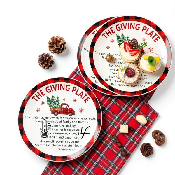 Vesici Christmas Giving Plates Ceramic Dishwasher Safe Set-2