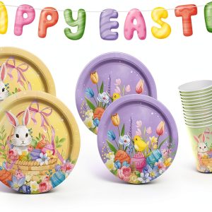 Gatherfun Easter Party Supplies Disposable Plates Cups-0