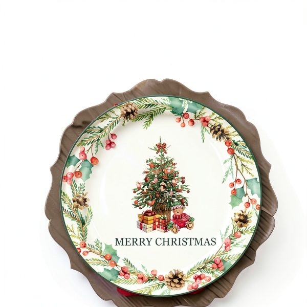 Lwying Christmas Tree Paper Plates Disposable Green 24 Count-5