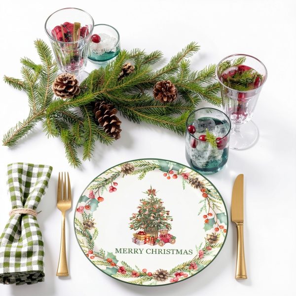 Lwying Christmas Tree Paper Plates Disposable Green 24 Count-4