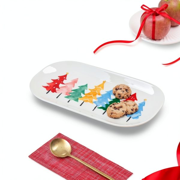 Generic Christmas Tree Platter Earthenware Dishwasher Safe-2