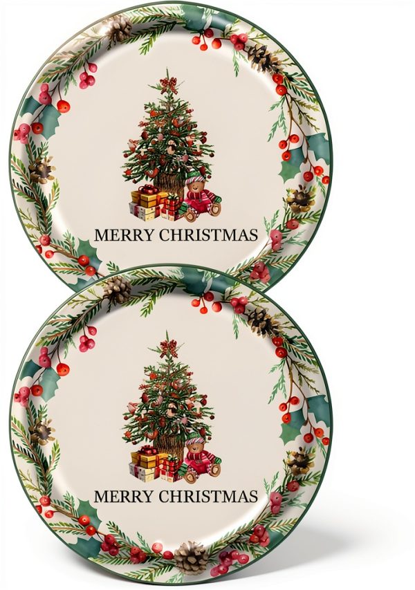 Lwying Christmas Tree Paper Plates Disposable Green 24 Count-2