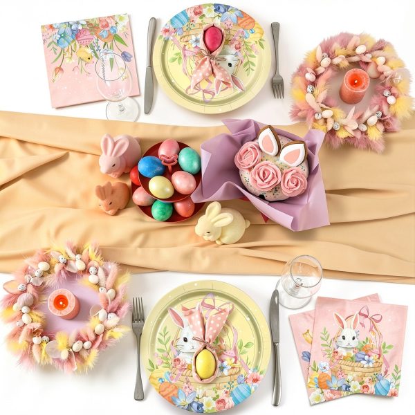 Gatherfun Easter Plates Disposable Bunny Design Party-4