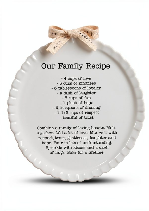 Mud Pie Family Recipe Plate Ceramic Dishwasher Safe White-0