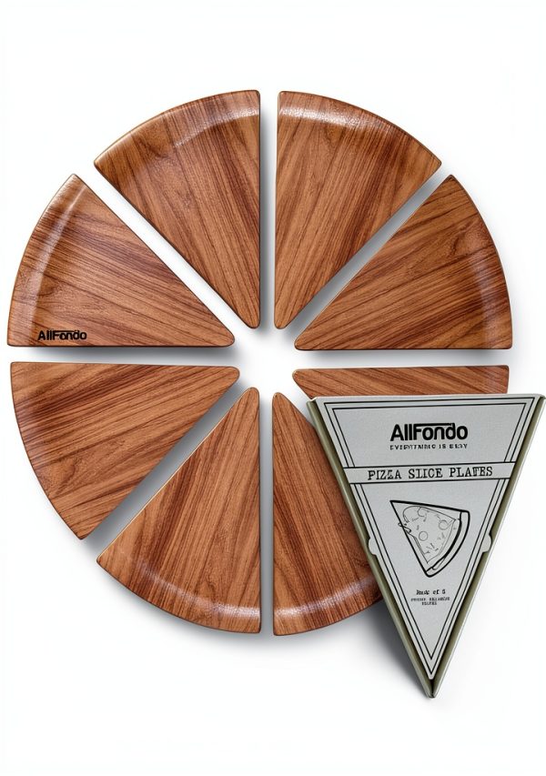 ALLFONDO Pizza Plates Wood Melamine Dishwasher Safe-0