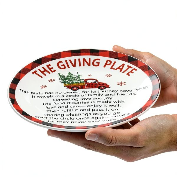 Vesici Christmas Giving Plates Ceramic Dishwasher Safe Set-3