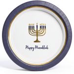 Amscan Hanukkah Lights Paper Plates Disposable Floral Design-0