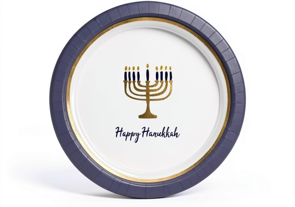 Amscan Hanukkah Lights Paper Plates Disposable Floral Design-0