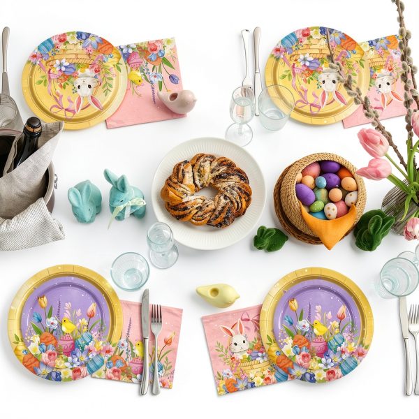 Gatherfun Easter Party Supplies Disposable Plates Cups-5