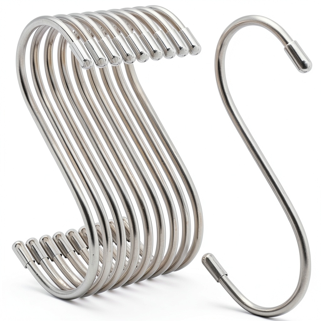 jiouxip S hooks installed on a kitchen rack