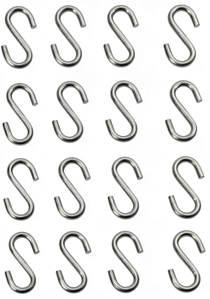 Close‑up of UPUPMOON stainless steel S‑Hooks with polished finish