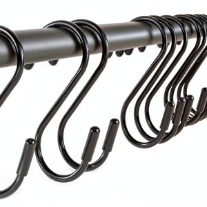 S Hook 3-Inch Black HEDGBOBO Heavy Duty Non Slip 10-Pack-0